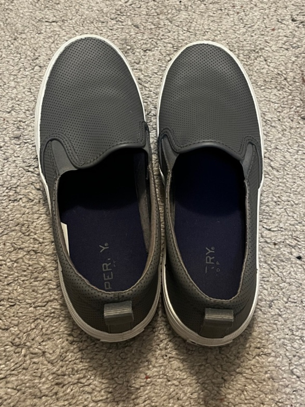 Sperry Gray Slip-On Loafers with White Sole